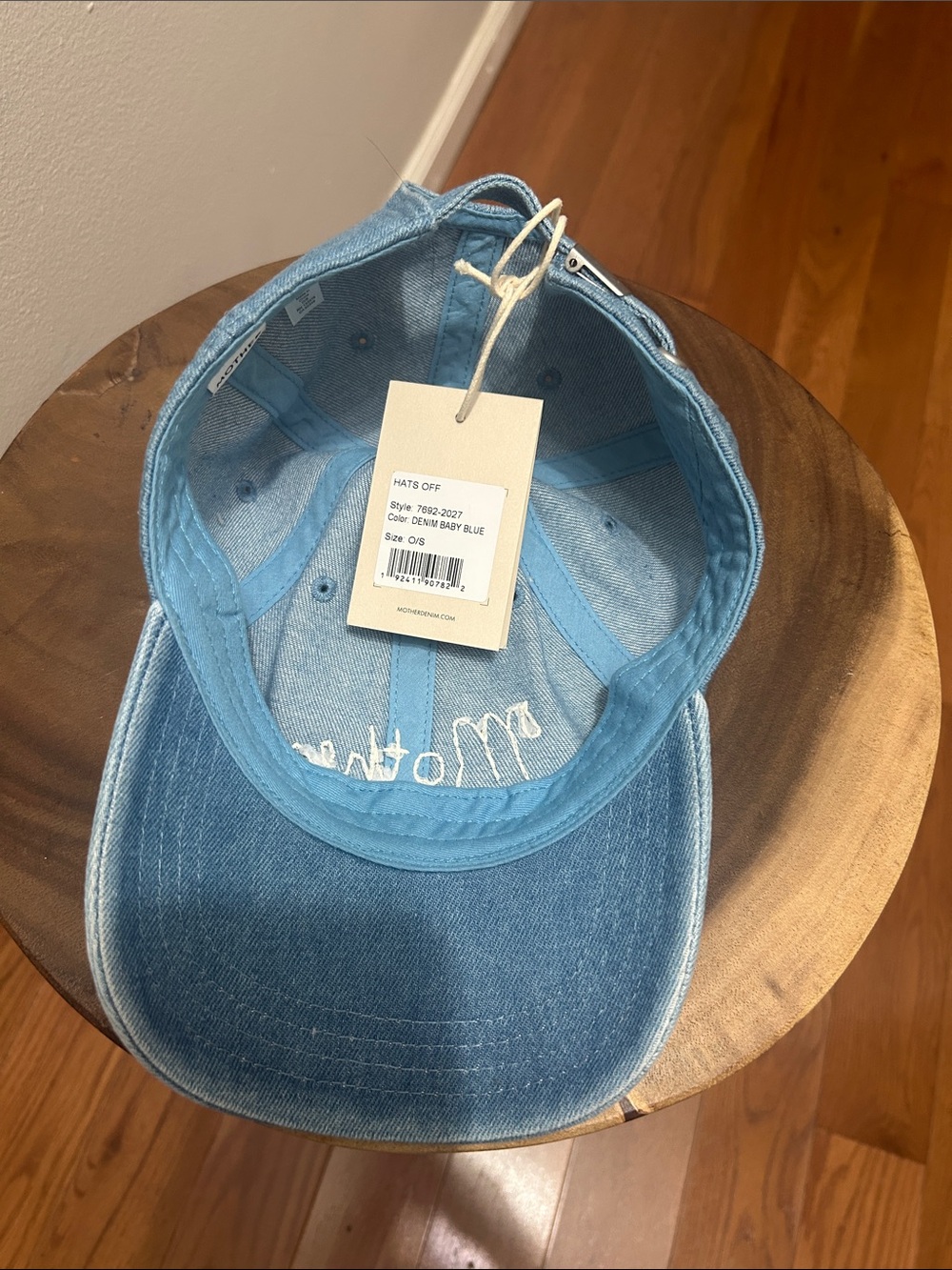 MOTHER Light Blue Denim Baseball Cap with White Script - Picture 3 of 3